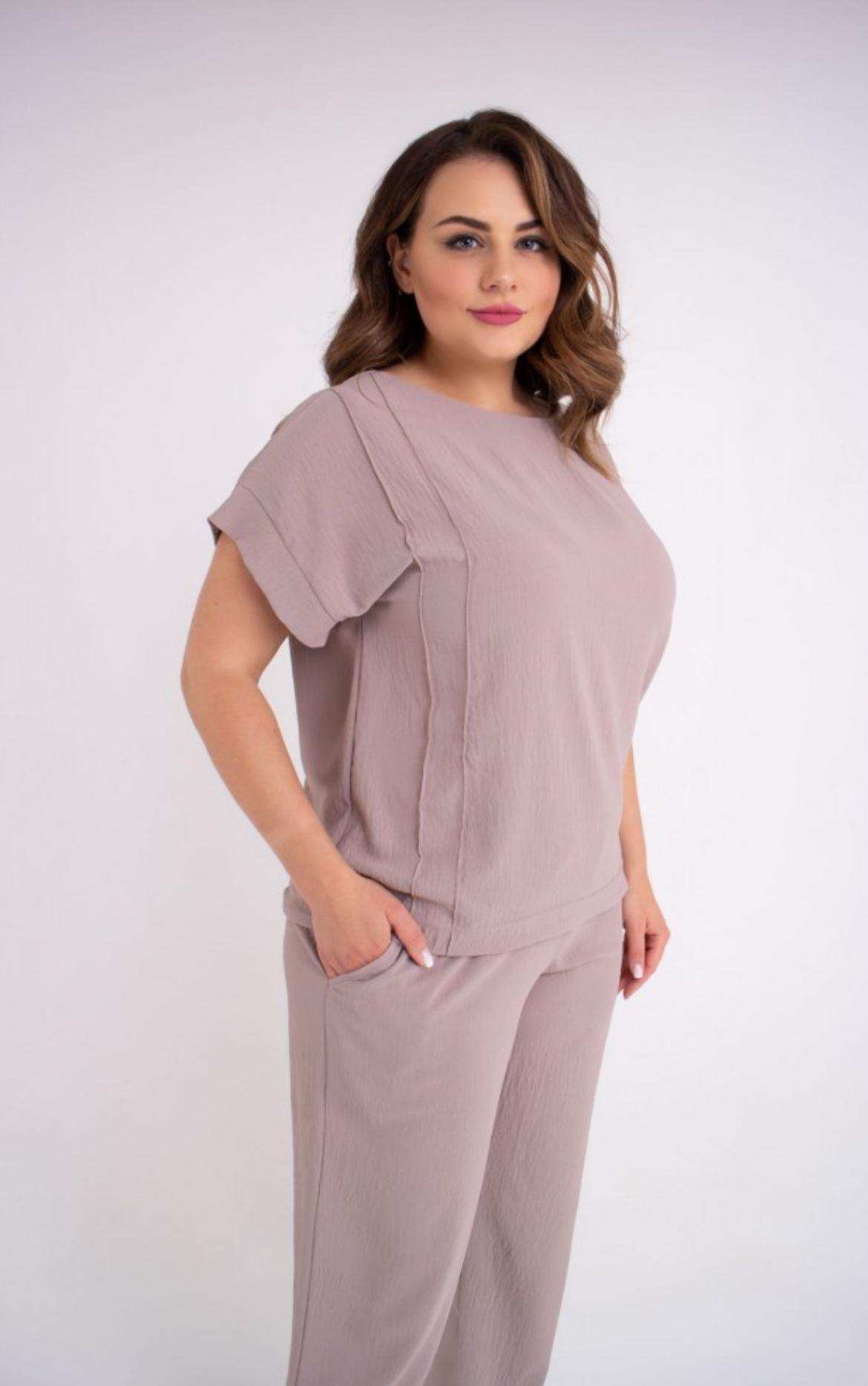 Костюм штапельный женский Амелия р. 56 Бежевый