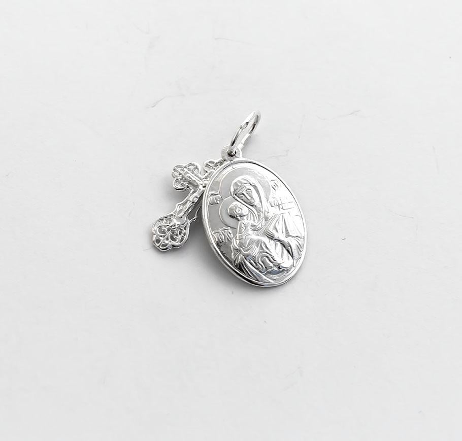 Кулон крестик серебряный Maxi Silver 8928 с ладанкой Божья Матерь Владимирская (88928)