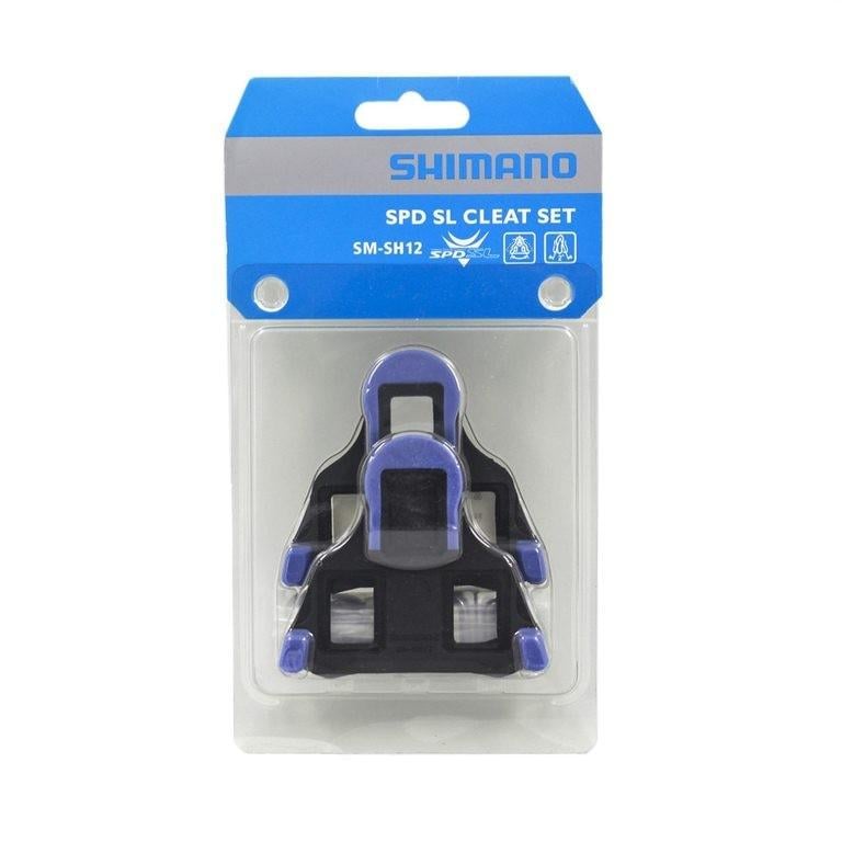 Tacchette Shimano SPD-SL SM-SH12 Per Pedali Da Corsa, Sblocco Con Galleggiamento 2°, Colore Blu, In Nylon, Compatibili Con Scarpe Bici
