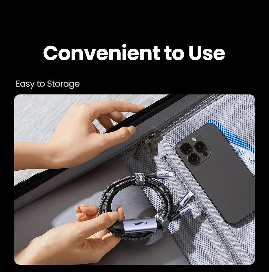 Кабель Ugreen Fast Charging 2 Type-C 100W 2в1 1,5м Black (25397385) - фото 6