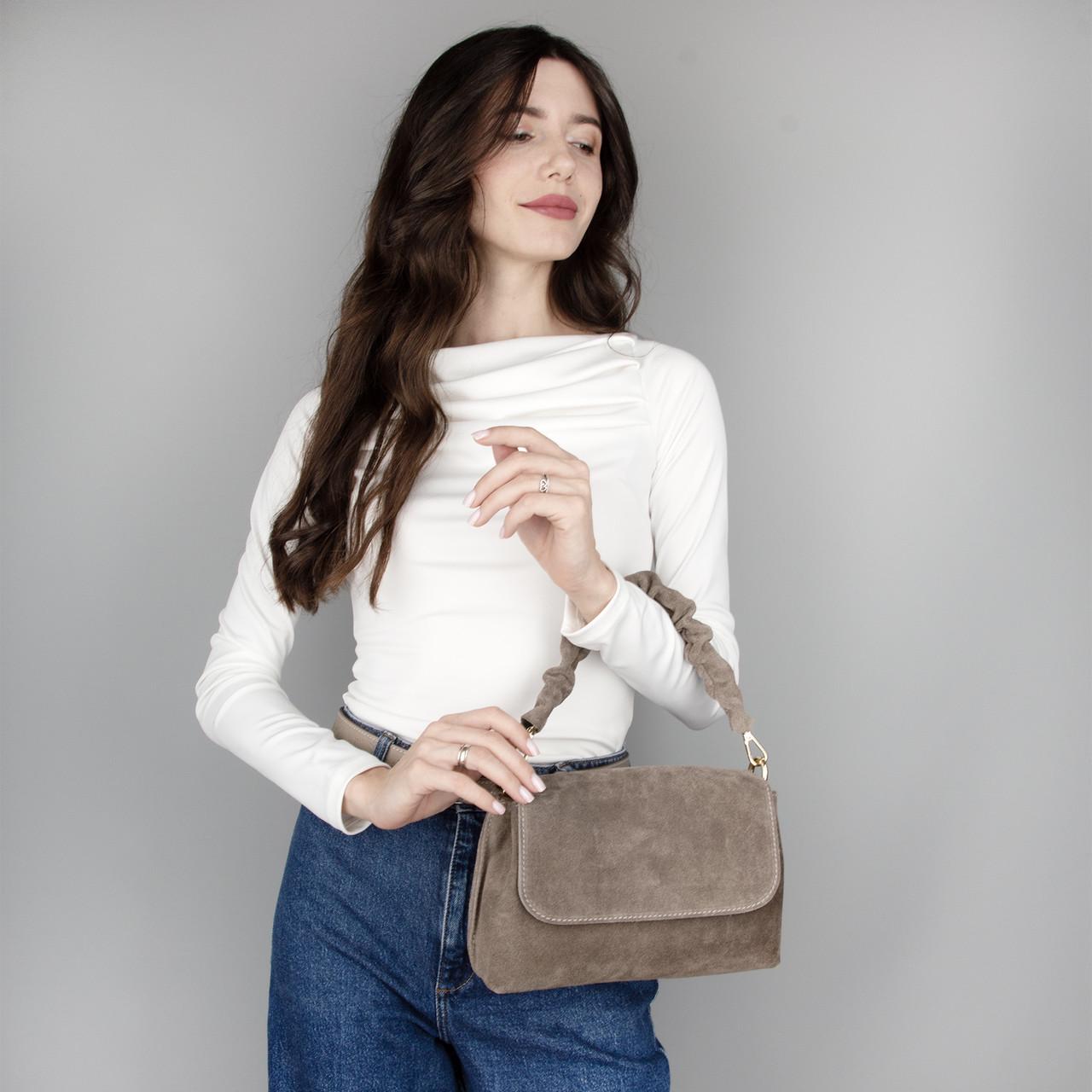 Сумка жіноча замшева Virginia Conti 04052 Темний тауп (2765516274) - фото 2