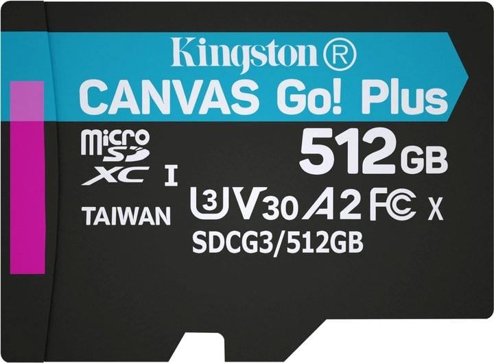 Карта памяти MicroSDXC Kingston Canvas Go! Plus 512 Гб Class 10 UHS-I U3 A2 (SDCG3/512GBSP)