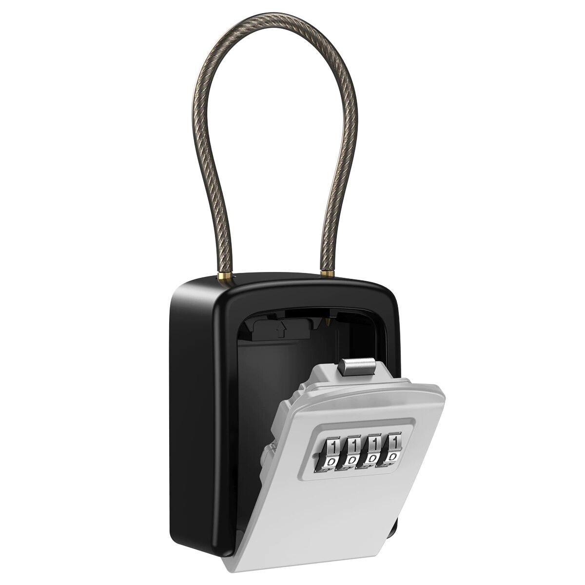 Мини сейф подвесной наружный Gerui KS-07 для ключей с кодовым замком и гибким тросом Серый