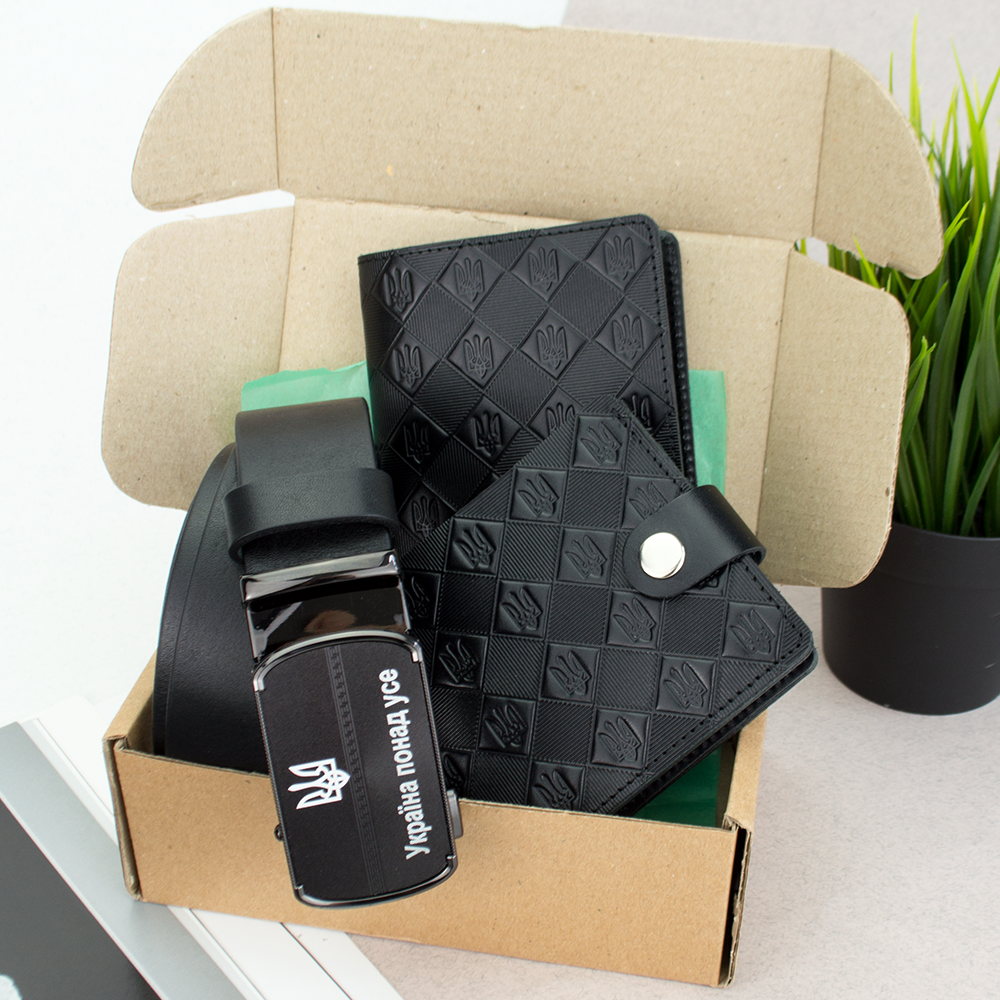 Подарочный мужской набор №66 Трезубец 3 предмета Черный