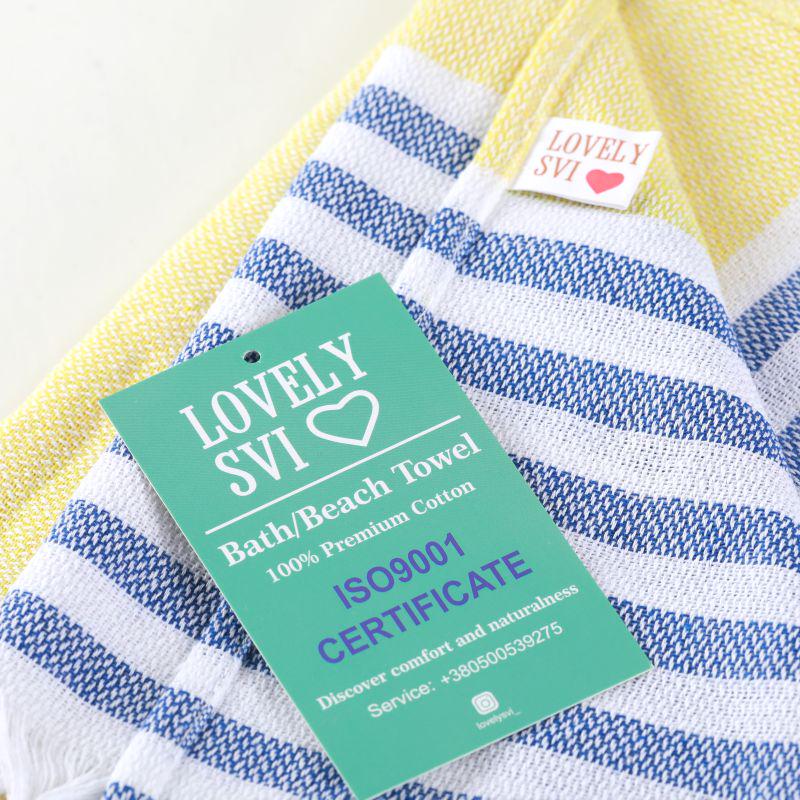 Рушник пештемаль Lovely Svi бавовна XХL 100x180 см Yellow/Blue Stripes (8032025) - фото 2 Рушник пештемаль Lovely Svi бавовна XХL 100x180 см Yellow/Blue Stripes (8032025) - фото 2