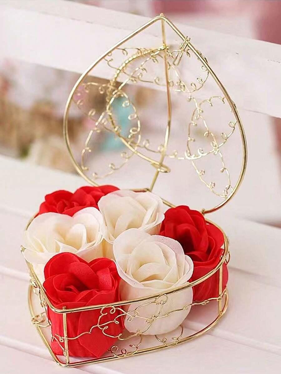 Подарунковий набір Троянди з мила в корзині у вигляді серця 6 шт. Червоний (2549773951) Подарунковий набір Троянди з мила в корзині у вигляді серця 6 шт. Червоний (2549773951)