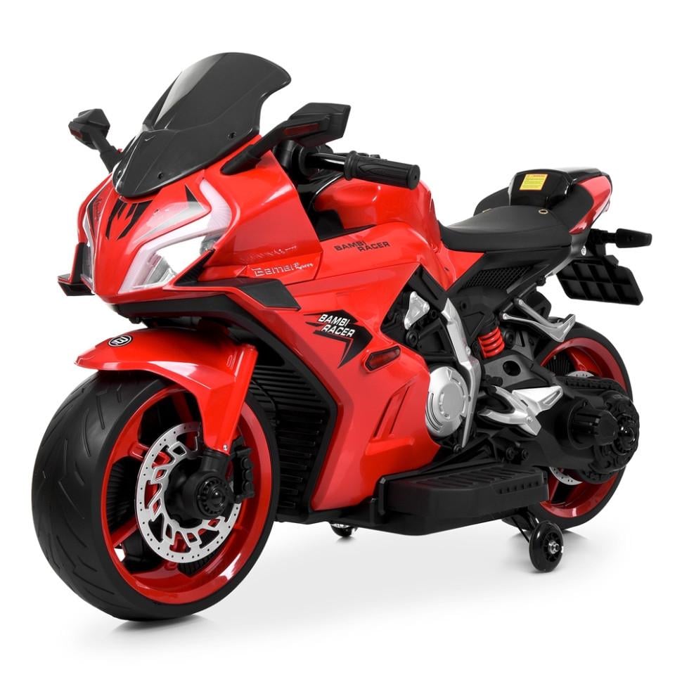 Детский электрический мотоцикл Bambi Racer 12V одноместный до 30 кг Красный (DE-169-E-1011)