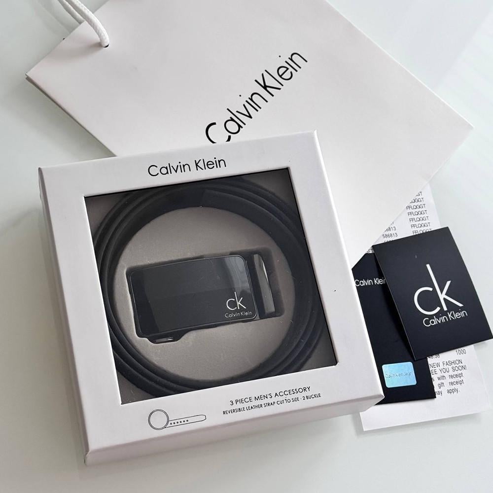 Ремень мужской Calvin Klein с пряжкой автомат в подарочной коробке (455 PTR)
