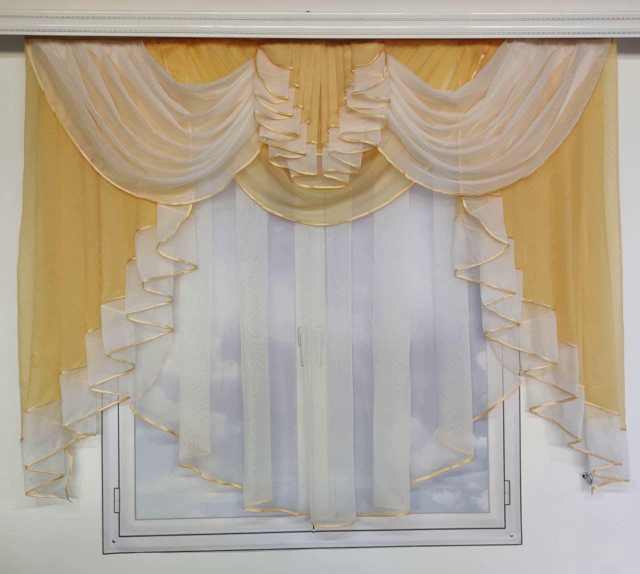 Занавеска с ламбрекеном ALBO 200x160 см Золото (KU-178-4) Занавеска с ламбрекеном ALBO 200x160 см Золото (KU-178-4)