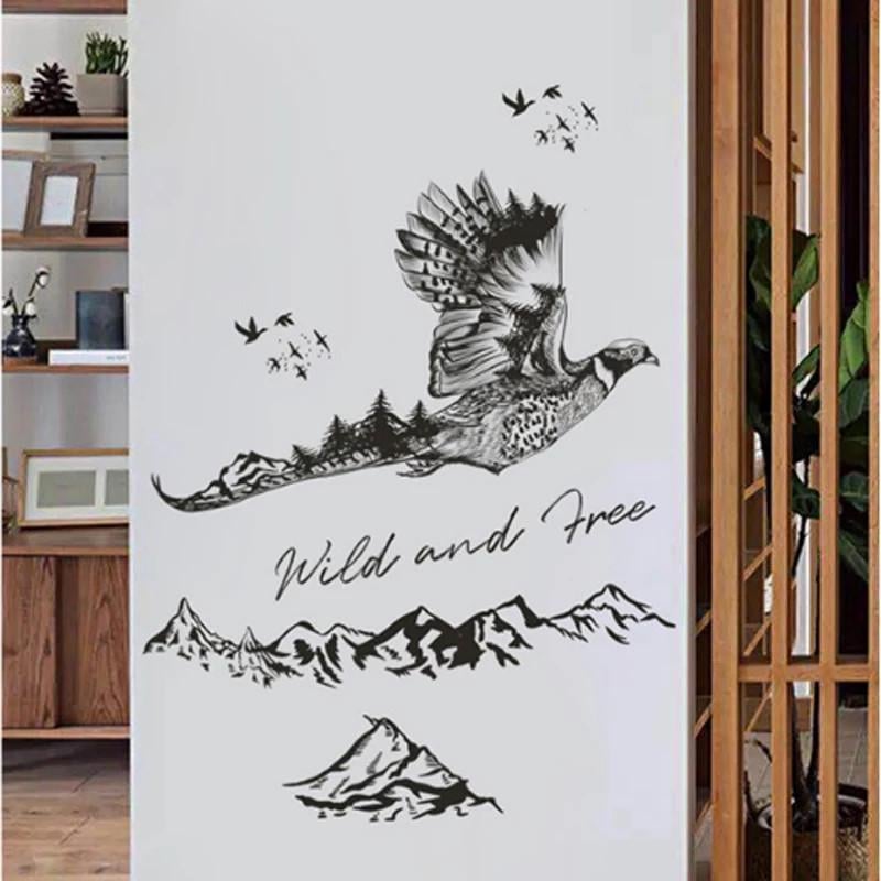 Наклейки виниловые Голубь в горах Wild and Free лист 90х30 см (б439)