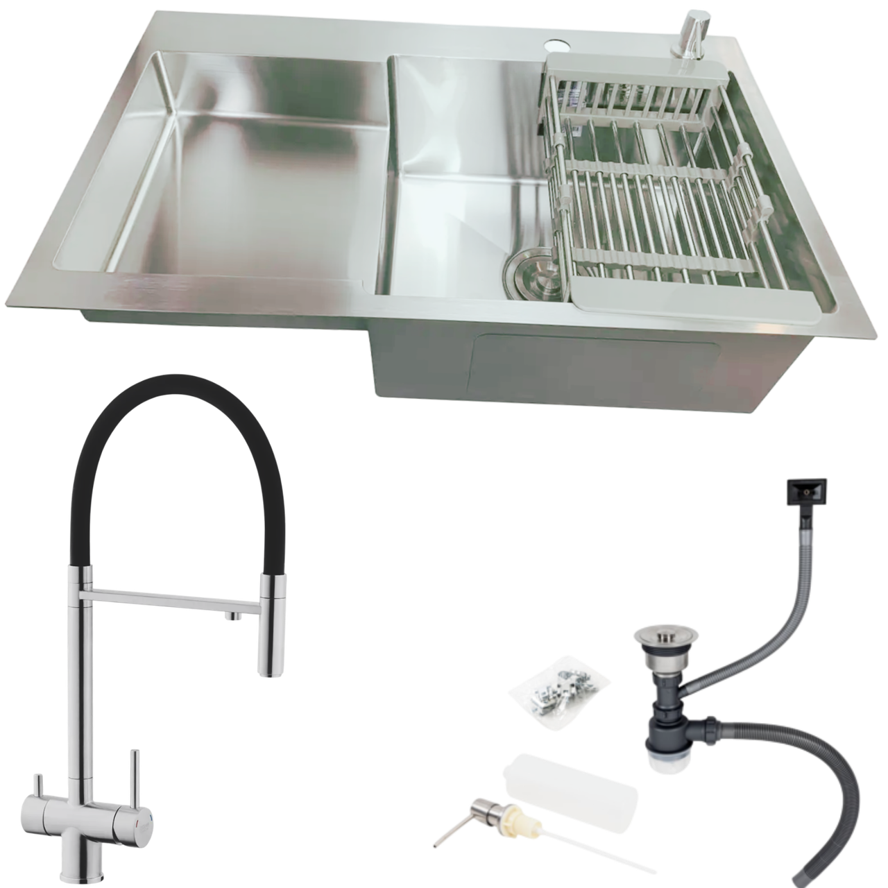 Комплект кухонной мойки Kroner KRP Gebürstet RHM R 3,0/1,0 мм 78х48 см (2481840506)