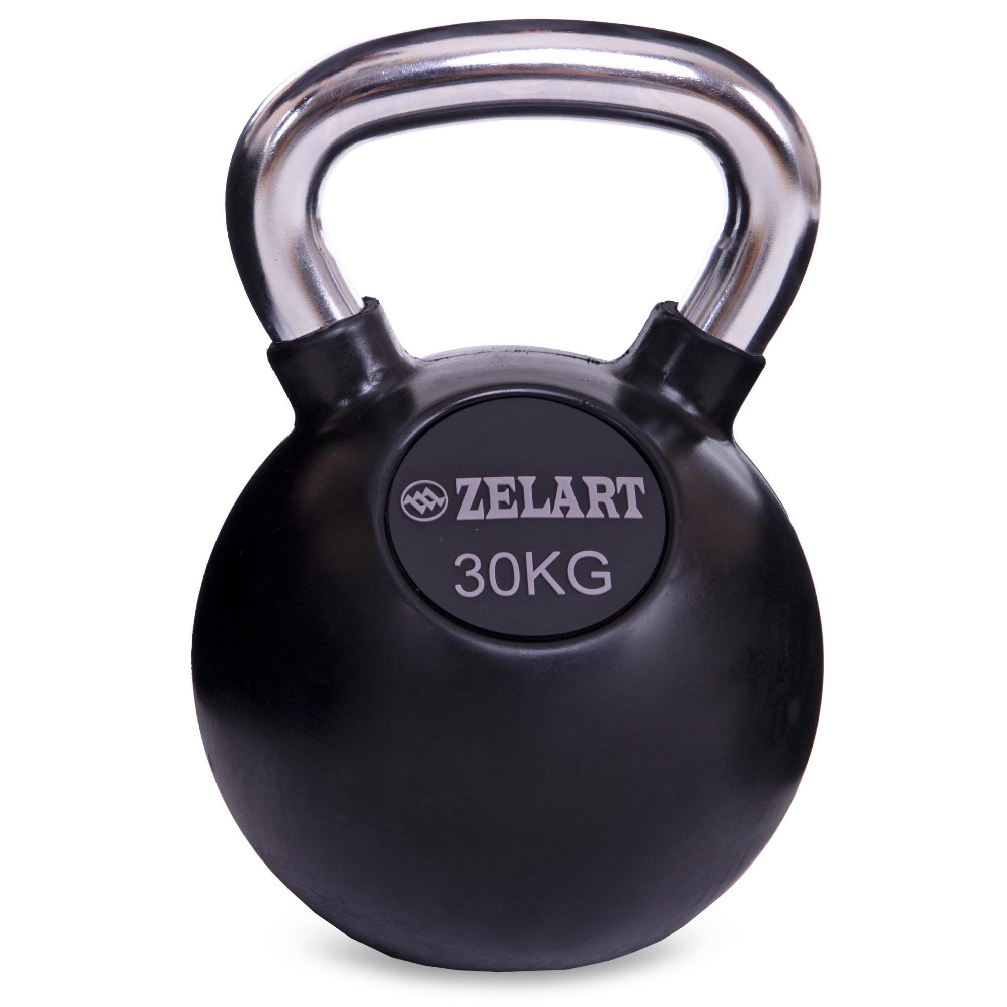 Гиря обрезиненная с хромированной ручкой Zelart ТА-5162-30 30 кг Черный (DR002918) - фото 1