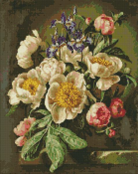 Алмазная мозаика Идейка Очаровательный букет пионов с ирисами 40х50 см (AMO7249-mt)