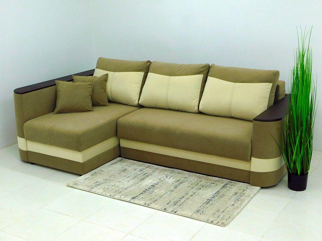 Диван розкладний кутовий у вітальню/спальню Вуді Рейн дерево/ламінована ДСП/тканина Оливковий