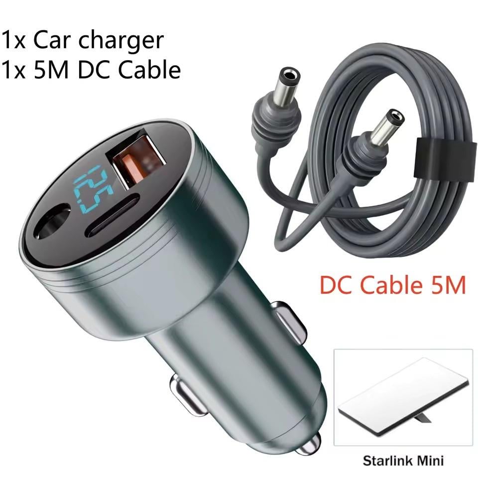 Зарядное устройство для телефонов автомобильное для Starlink Mini с DC 5521 USB-C QC 3.0 3 порта QC PD с кабелем 5 м (2806680729) - фото 10