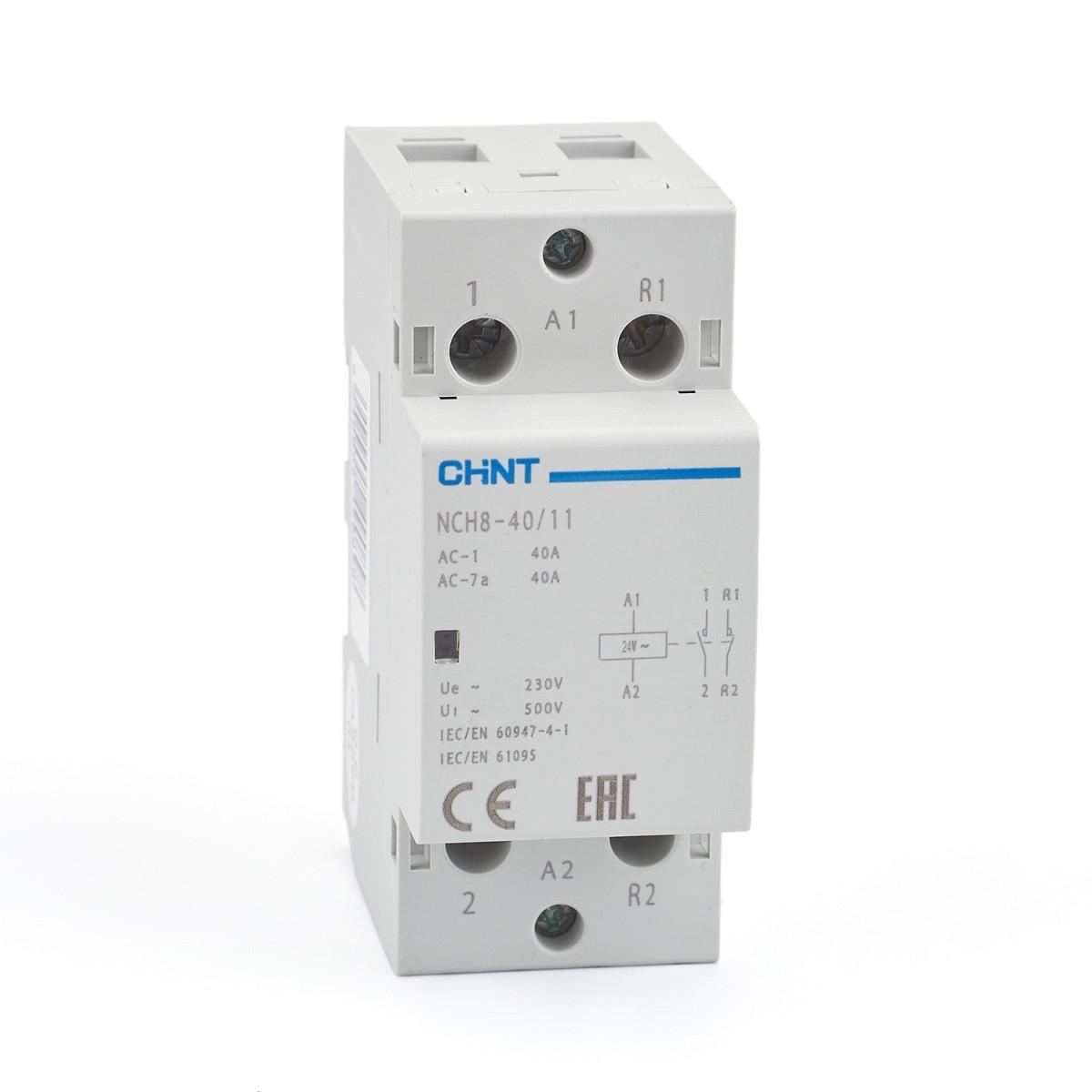 Контактор модульный CHINT NCH8-40/11 2P 40A 1NO+1NC 24V (256084)