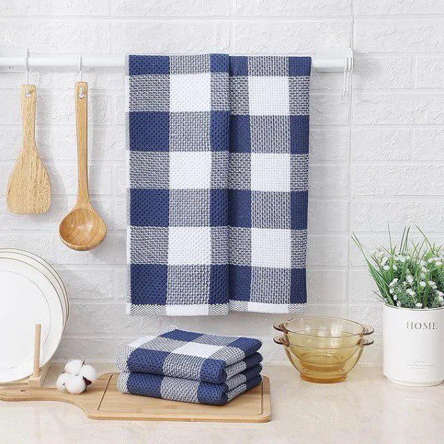 Набор кухонных полотенец Premium Soft 6в1 100% хлопок 34х34 см Сине-белый (NRK0003) - фото 3 Набор кухонных полотенец Premium Soft 6в1 100% хлопок 34х34 см Сине-белый (NRK0003) - фото 3