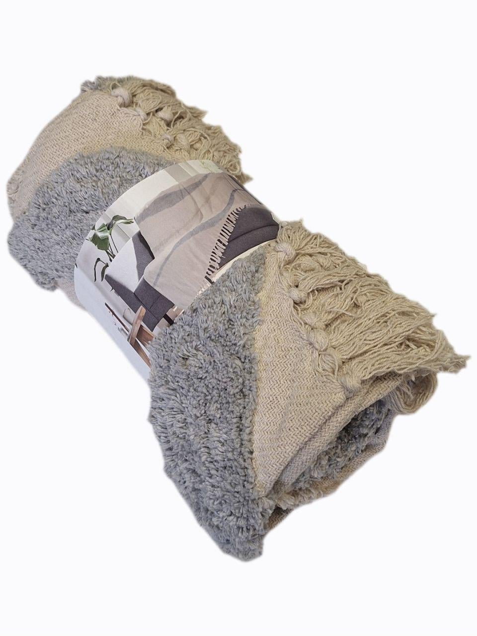 Покрывало легкое Tufted Throw 130x160 см Бежевый с серым (2238)