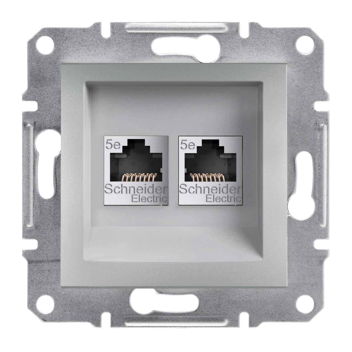 Розетка компьютерная двойная Schneider Electric Asfora RJ45 5Е UTP Алюминий (EPH4400161) Розетка компьютерная двойная Schneider Electric Asfora RJ45 5Е UTP Алюминий (EPH4400161)