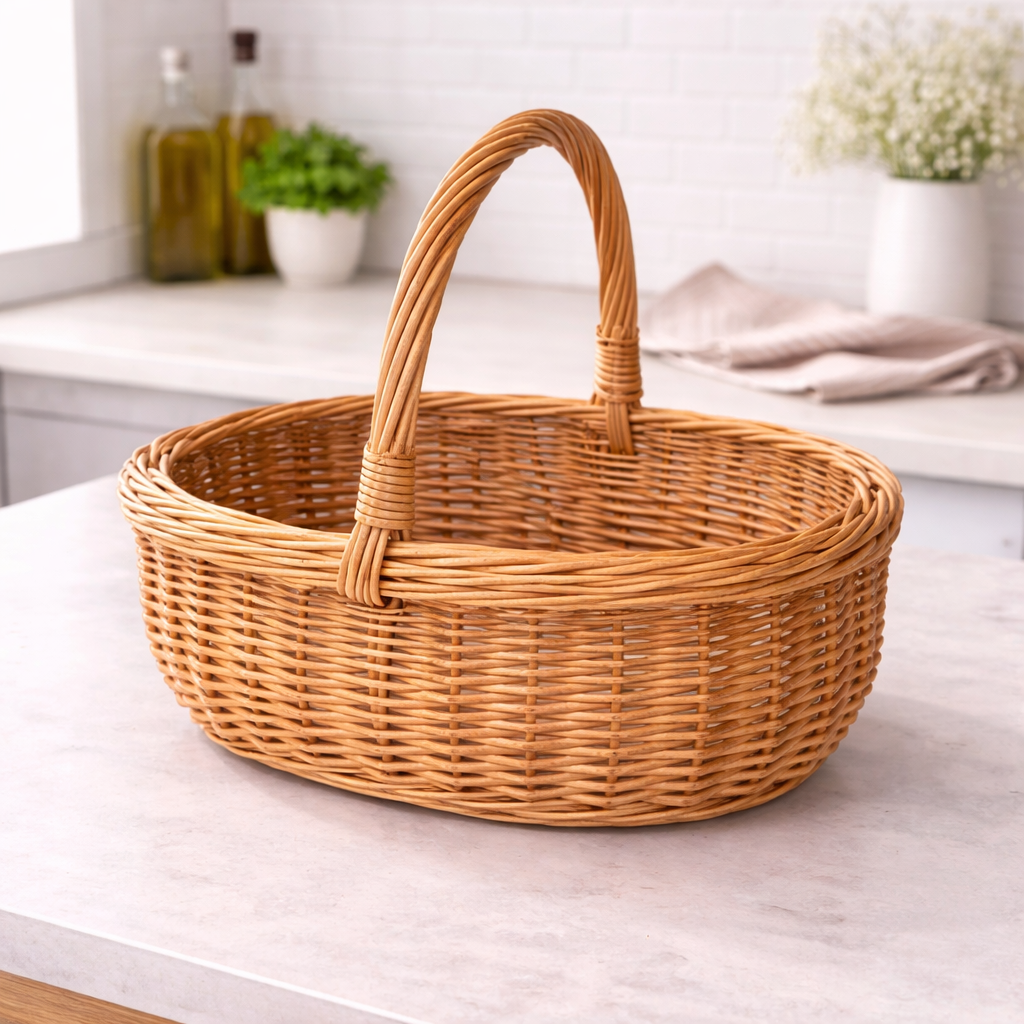 Корзина велокодная лодочка плетеная из лозы Натуральная Корзина велокодная лодочка плетеная из лозы Натуральная