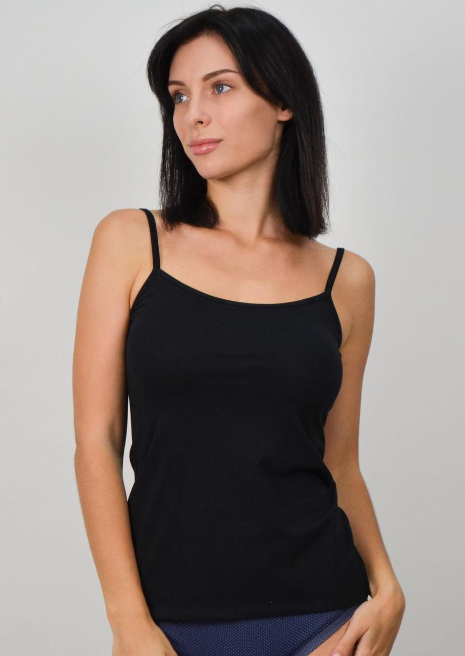 Майка женская Leinle хлопковая на тонкой бретели S Черный (1125/16002)