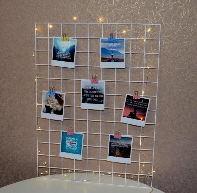 Настенный органайзер-сетка для декора Wuw 60х45 см мудборд и гирлянда на батарейках Белый (0810unk) Настенный органайзер-сетка для декора Wuw 60х45 см мудборд и гирлянда на батарейках Белый (0810unk)