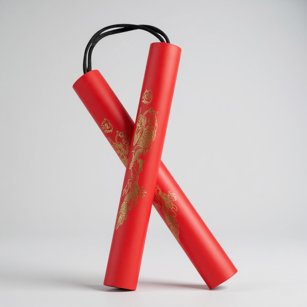 Нунчаки тренировочные Univerza Дракон со шнуром неопреновым покрытием для начинающих Красный - фото 1 Нунчаки тренировочные Univerza Дракон со шнуром неопреновым покрытием для начинающих Красный - фото 1