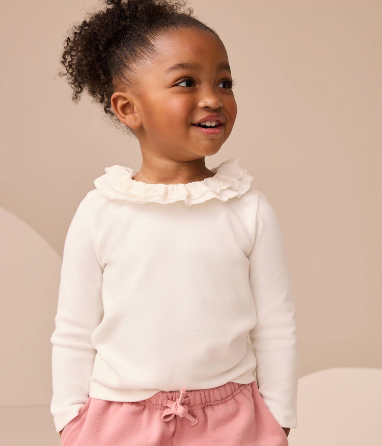 Топ для дівчинки AP5-308 з відкладним коміром і довгим рукавом 1,5-2 роки Білий