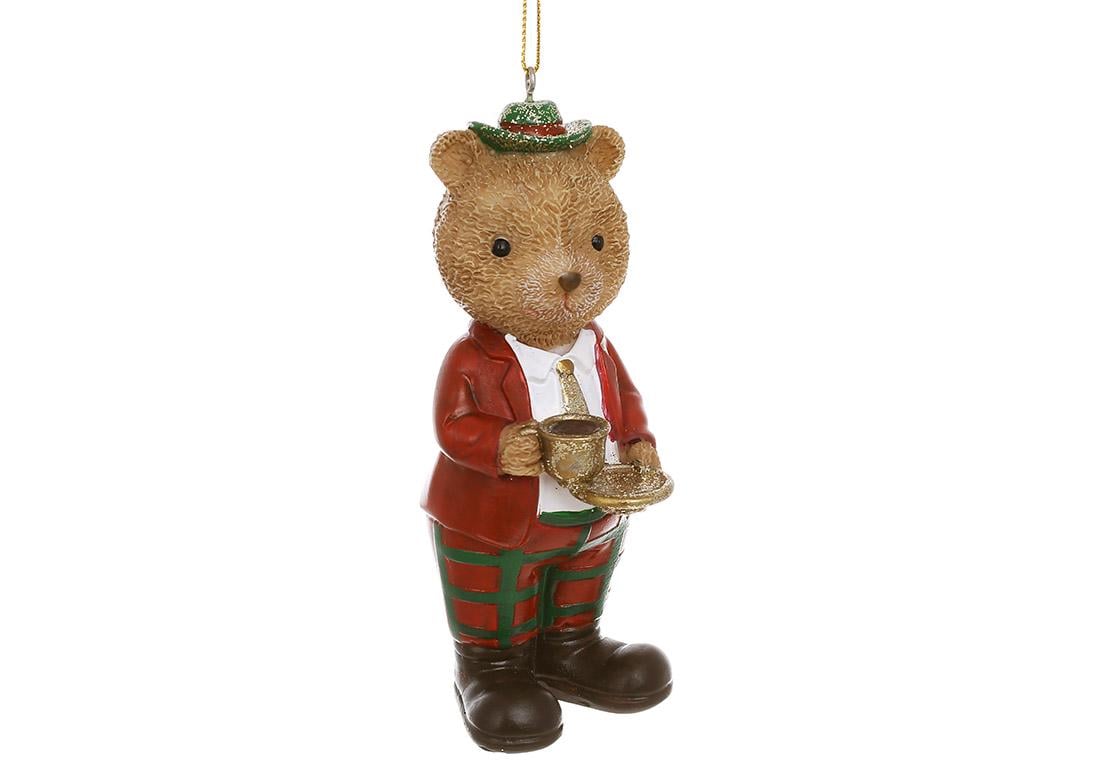 Подвеска новогодняя декоративная BonaDi Мишка Тедди с кофе 12,5 см (K07-854)