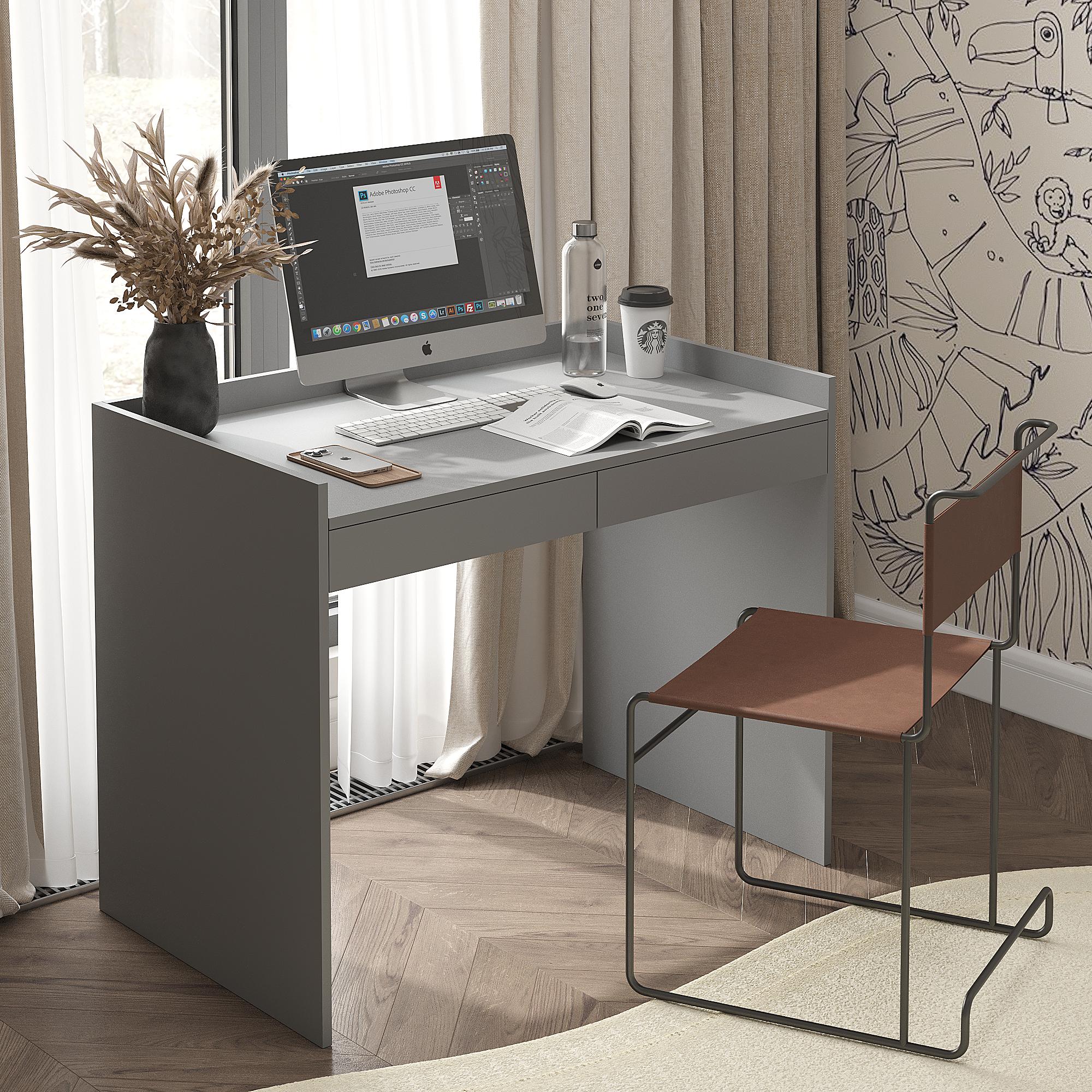 Письменный стол с бортиками и двумя ящиками СП-100-б 800x1000x600 мм Антрацит (30164951)