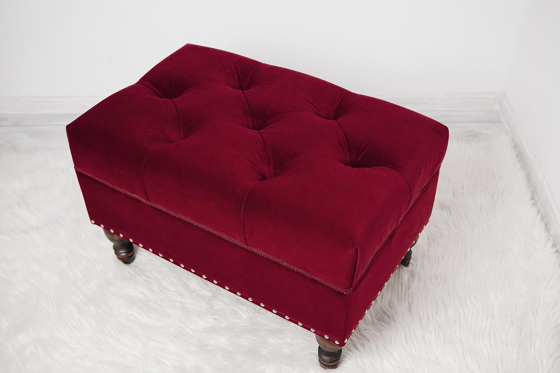 Пуф капітоне Людовік велюр Рейнбоу 70х45х45 см Бордовий - фото 4 Пуф капітоне Людовік велюр Рейнбоу 70х45х45 см Бордовий - фото 4