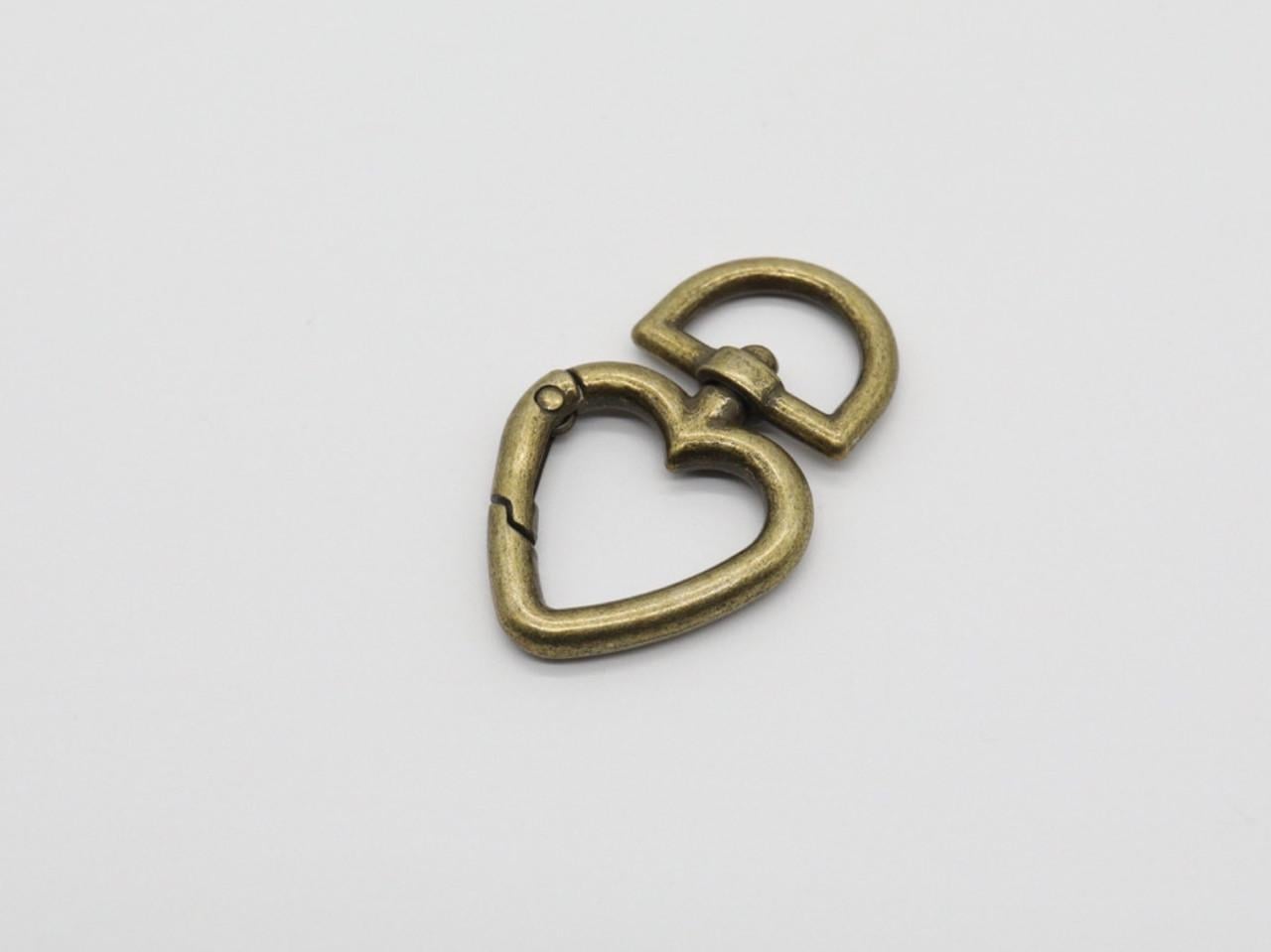 Карабин для ключей сердце 44х27 мм Старая латунь (1121329519)
