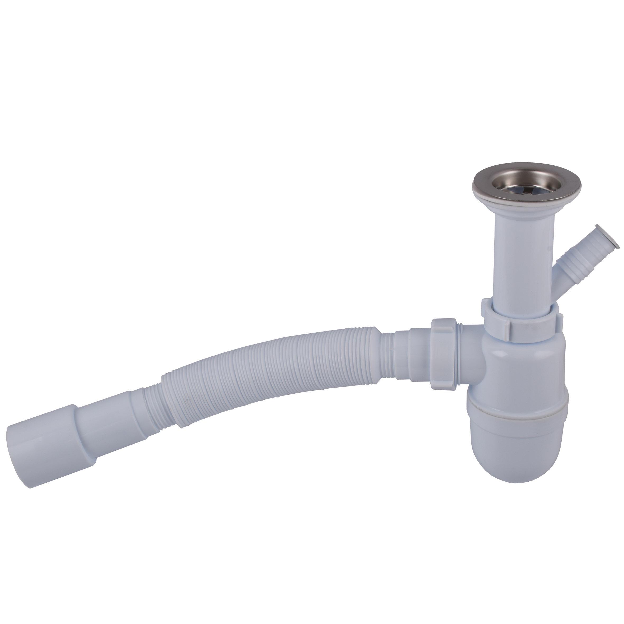 Сифон Optimum OPTI-13043 1 1/2"х40 с литым выпуском/отводом для стиральной машины и гофротрубой 40х40/50 мм (000029680)