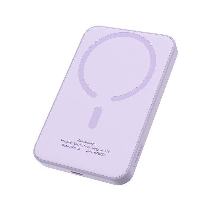 Повербанк BASEUS Magnetic Mini 5000mAh 20W с беспроводной зарядкой Qi 15W Purple (P10022107513-00) - фото 1