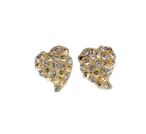 Сережки-гвоздики Liresmina Jewelry Кришталеве сердечко Золотистий (1851469472)