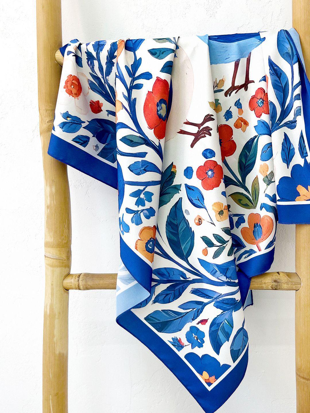 Платок шелковый 68х68 см Птицы (HUST_25M043)