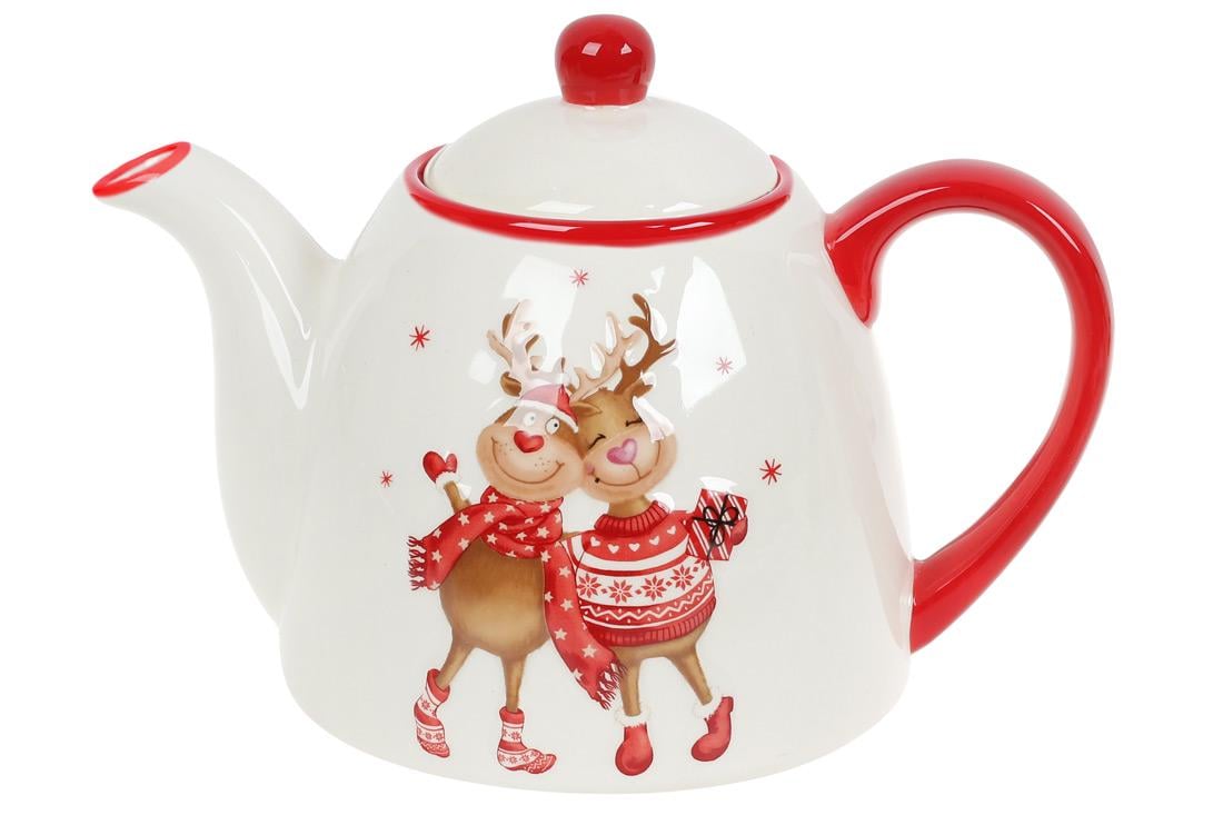 Чайник керамический  BonaDi Новогодние Олени 900 мл (DM719-X)