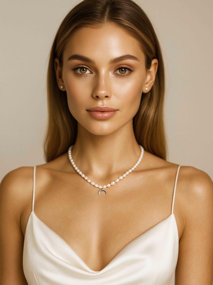 Колье из жемчужин с подвеской лунница (5484) Колье из жемчужин с подвеской лунница (5484)