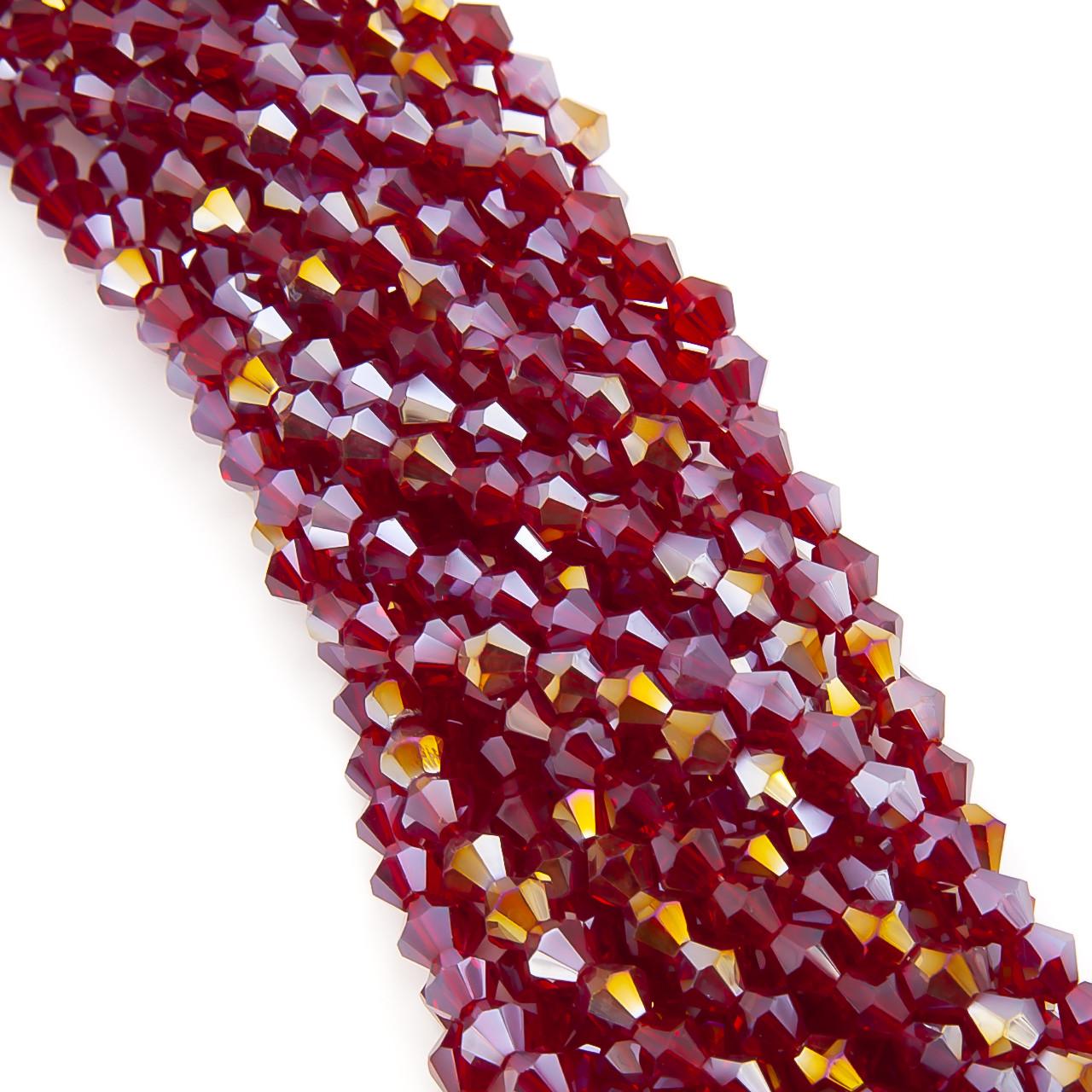 Намистини кришталеві Біконус АВ 6,2х6 мм 46 шт. Червоний (БІ0006к57)