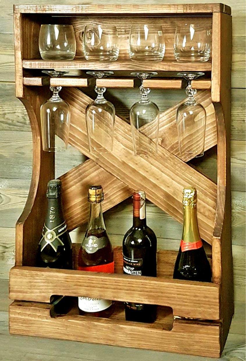 Полка для вина настенная из дерева Нийтоми Сиена (ПНК-019105)