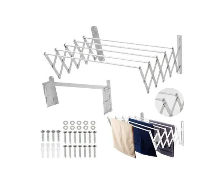 Вішалка-сушарка для одягу SKLM-4 складна настінна металева 100х70х26,5 Сірий (24948729) - фото 3 Вішалка-сушарка для одягу SKLM-4 складна настінна металева 100х70х26,5 Сірий (24948729) - фото 3