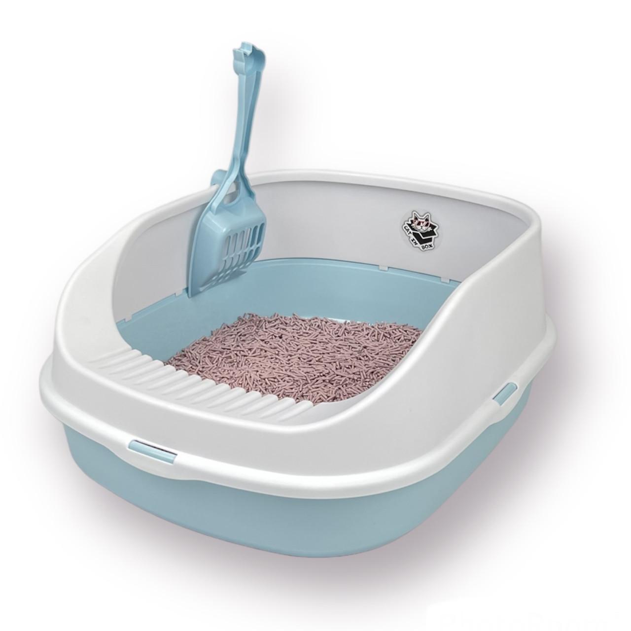 Лоток для котов CAT IN BOX с лопаткой 48х38х20 см Голубой (18553450) - фото 6 Лоток для котов CAT IN BOX с лопаткой 48х38х20 см Голубой (18553450) - фото 6