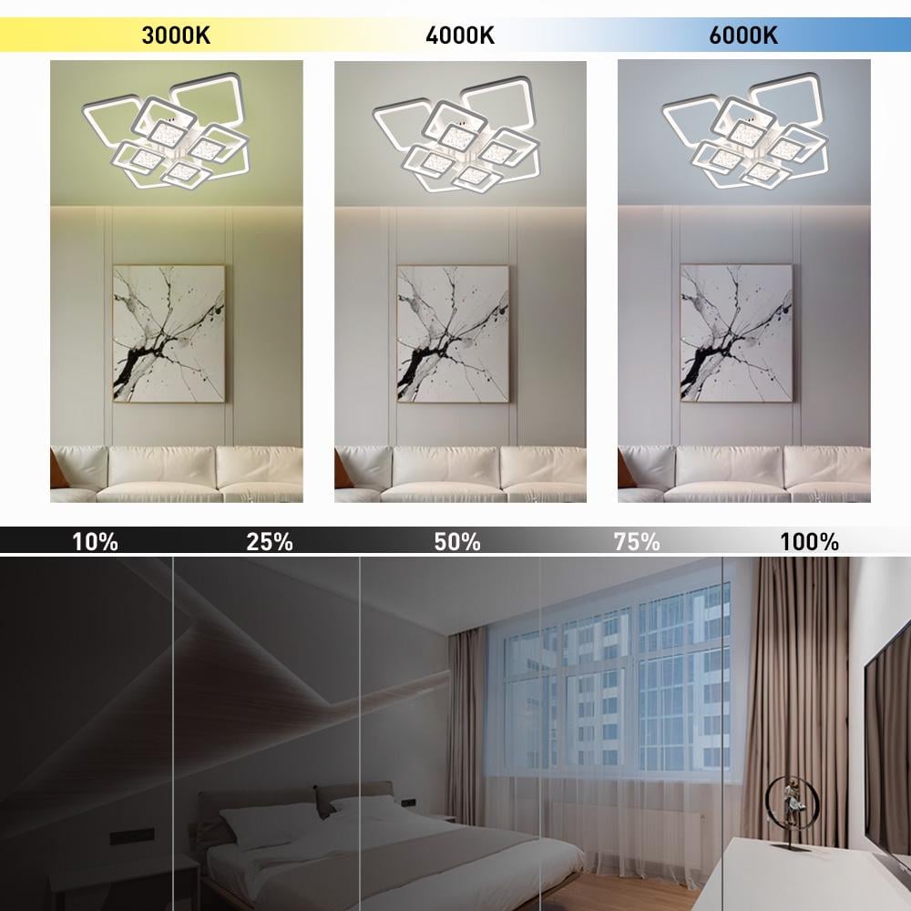 Люстра смарт світлодіодна ESLLSE TETRA TWIST ICE 165W 8S керована 595x595x110 мм Білий (10584) - фото 4 Люстра смарт світлодіодна ESLLSE TETRA TWIST ICE 165W 8S керована 595x595x110 мм Білий (10584) - фото 4