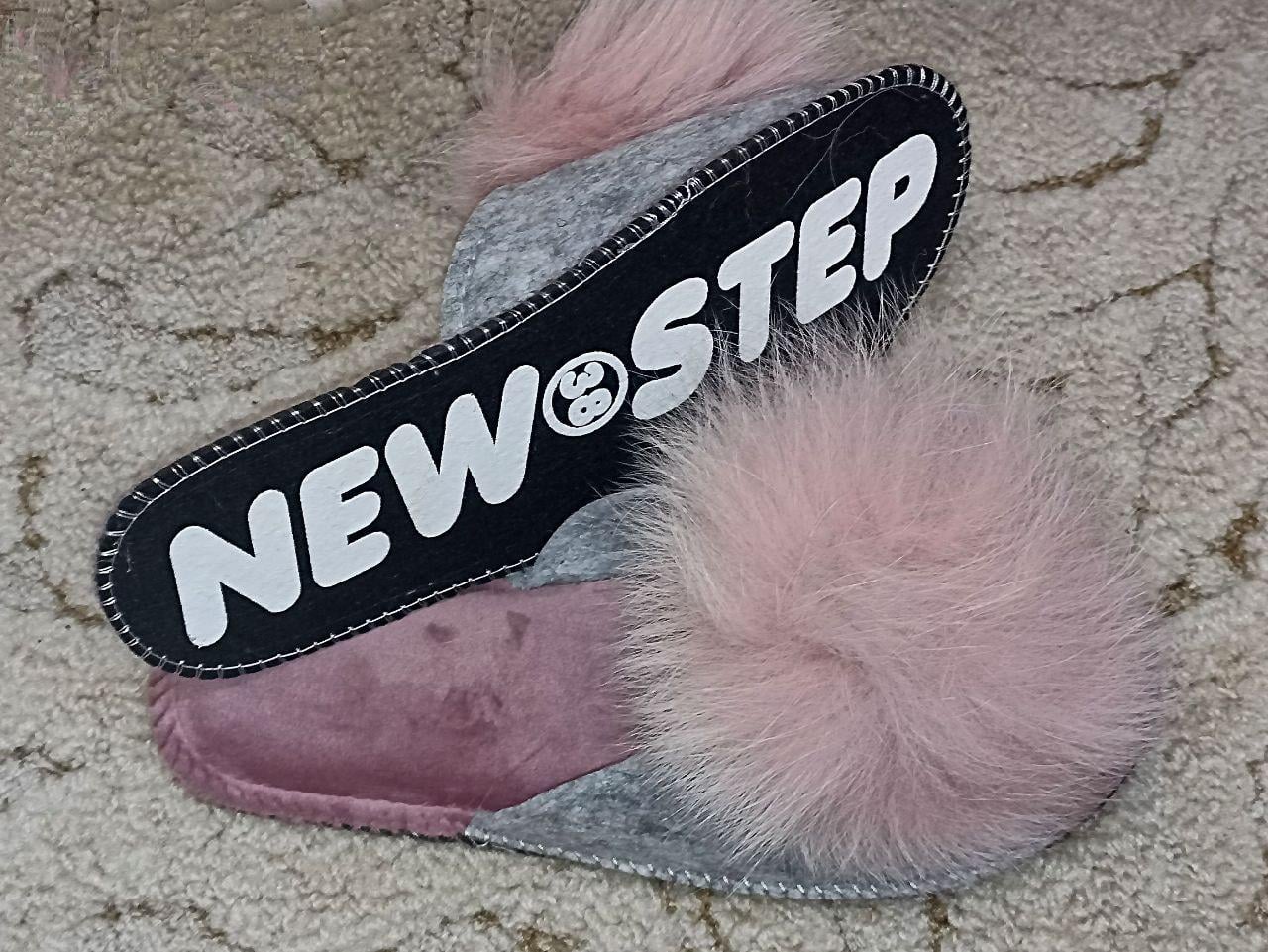 Домашние тапочки женские открытые New Step 004k из войлока с натуральным мехом р. 39 Розовый (29182218)