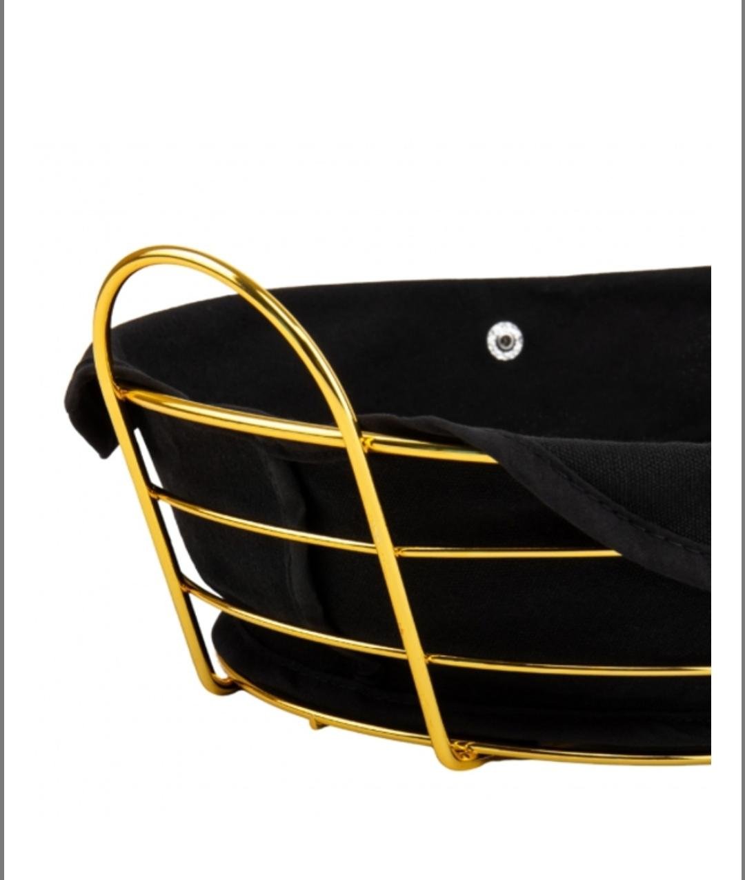 Хлібниця-кошик Elisey металева з текстильною накладкою 24 см Золотий/Чорний (9140-002) - фото 3 Хлібниця-кошик Elisey металева з текстильною накладкою 24 см Золотий/Чорний (9140-002) - фото 3