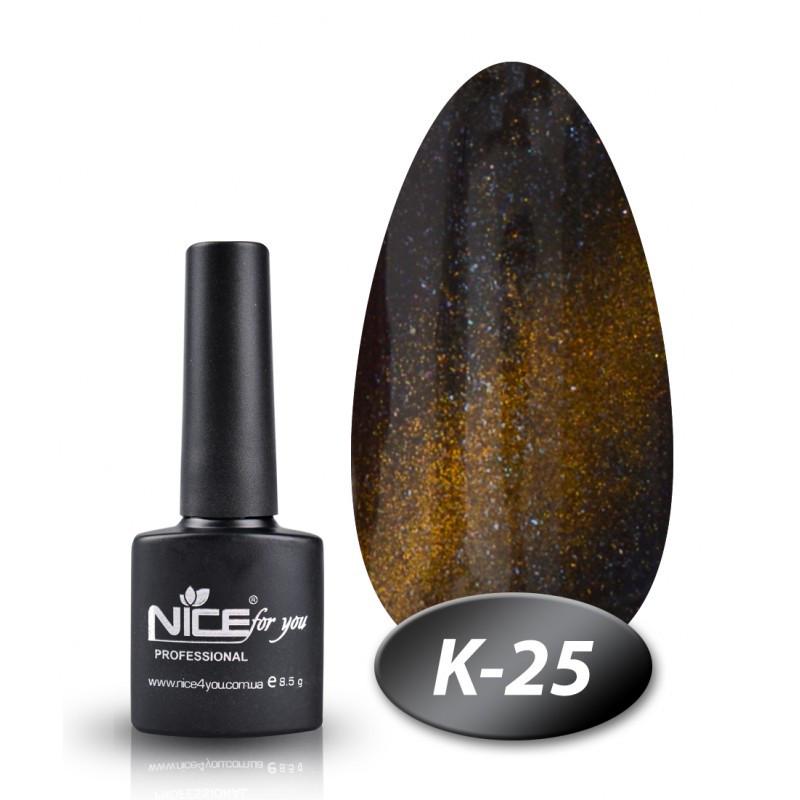 Гель-лак Nice for you Cat Eyes 8,5 мл К-25 Золотисто-коричневый Гель-лак Nice for you Cat Eyes 8,5 мл К-25 Золотисто-коричневый