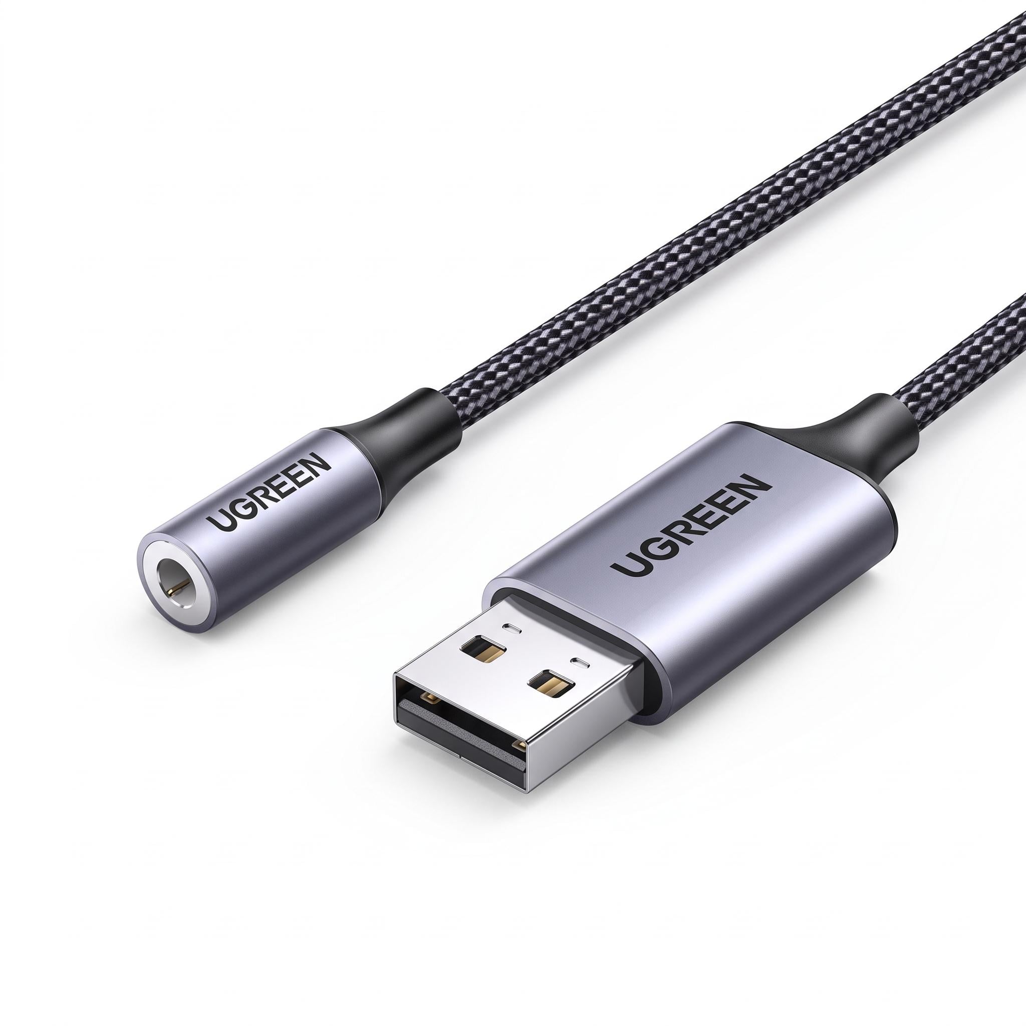 Адаптер аудио UGREEN CM477 USB-A-3,5 мм 1 м Темно-серый (45522)