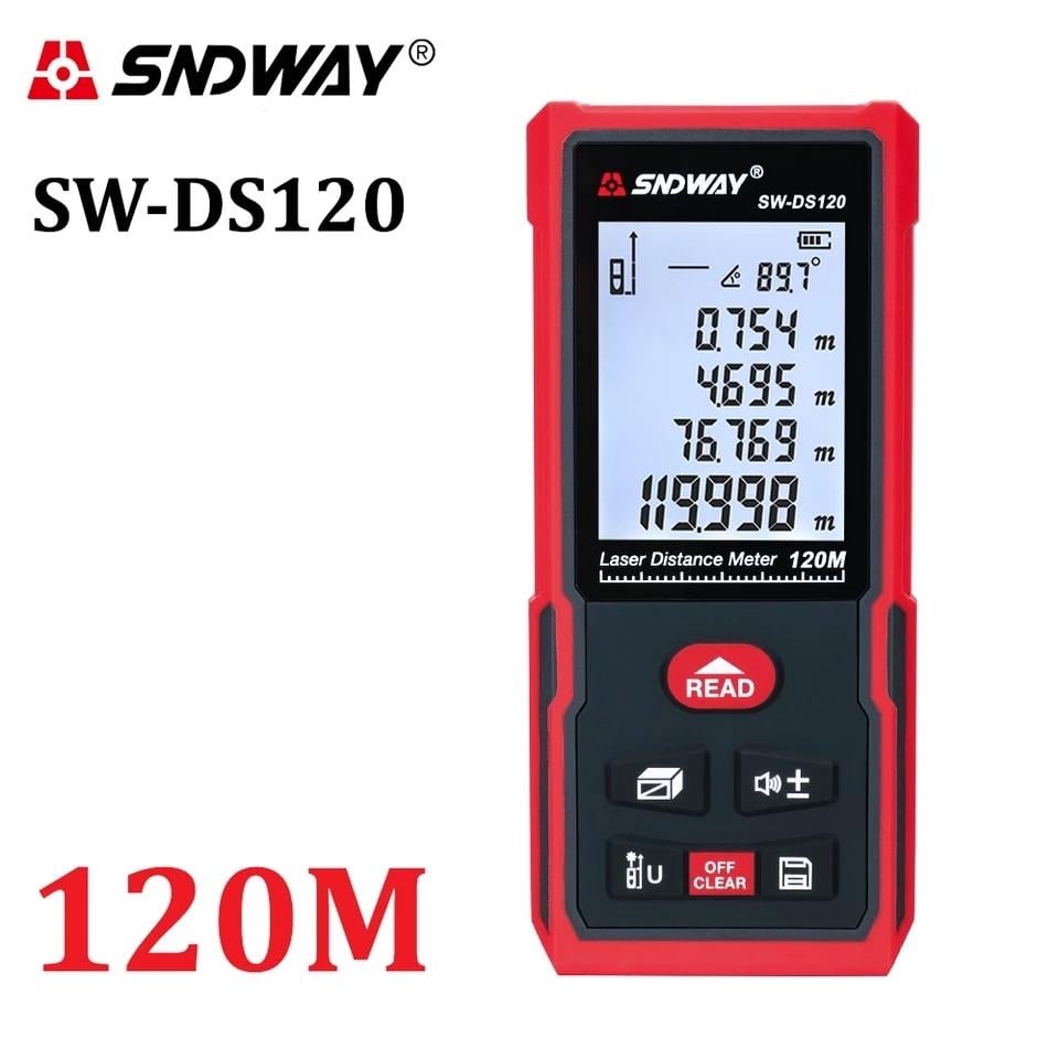 Лазерный дальномер SNDWAY SW-DS120 рулетка до 120м, площадь, объем, функция min/max