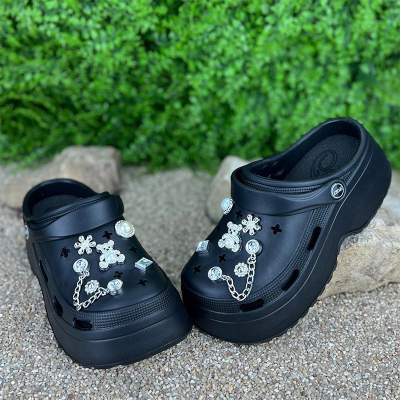 Крокси жіночі Е-0010288-1 з джибітсами на платформі p. 36 22,5-23 см Чорний (85444233)