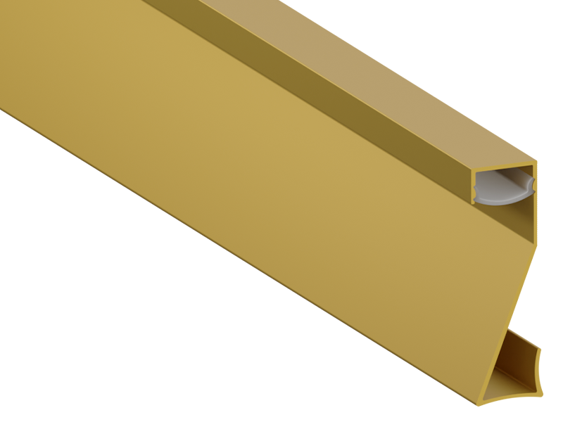 Плінтус алюмінієвий LEDUA АЛ-68 з розсіювачем для LED стрічки накладний 2 м Золотистий (9571)